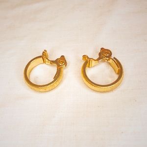 Monet Small Gold Tint Hoop Clip Earrings
